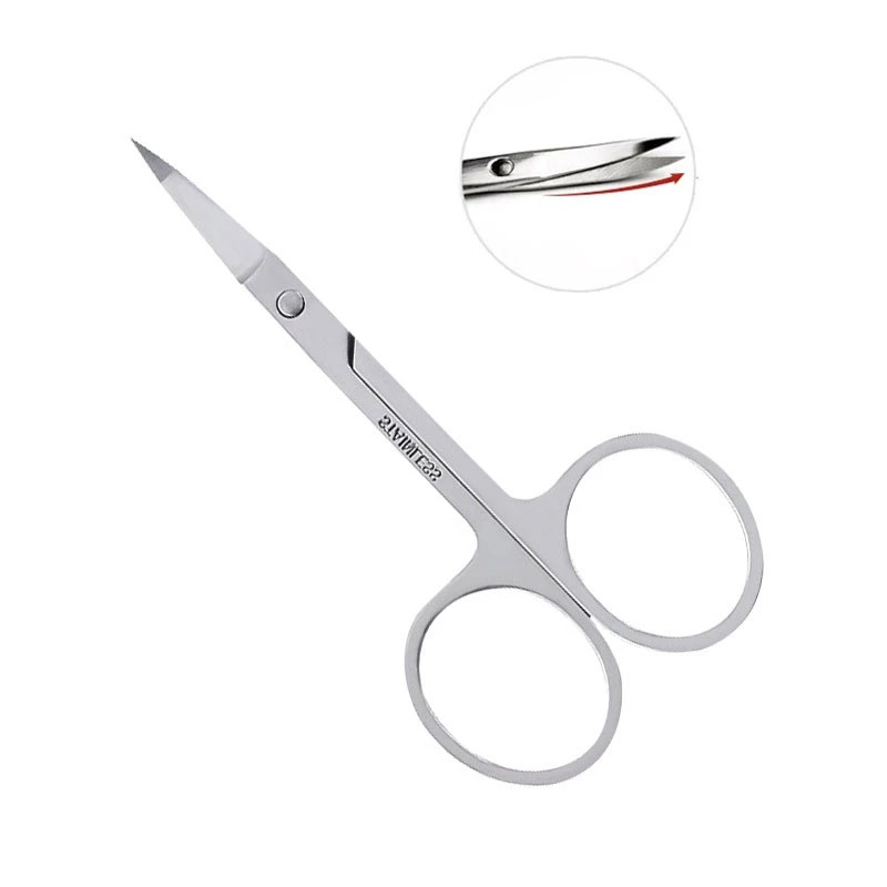 2vnt nerūdijančio plieno grožio žirklės antakių šnervės plaukams apvalios galvos apsauginės žirklės, iškirptos manikiūro kirpimo pincetai, makiažo priemonė