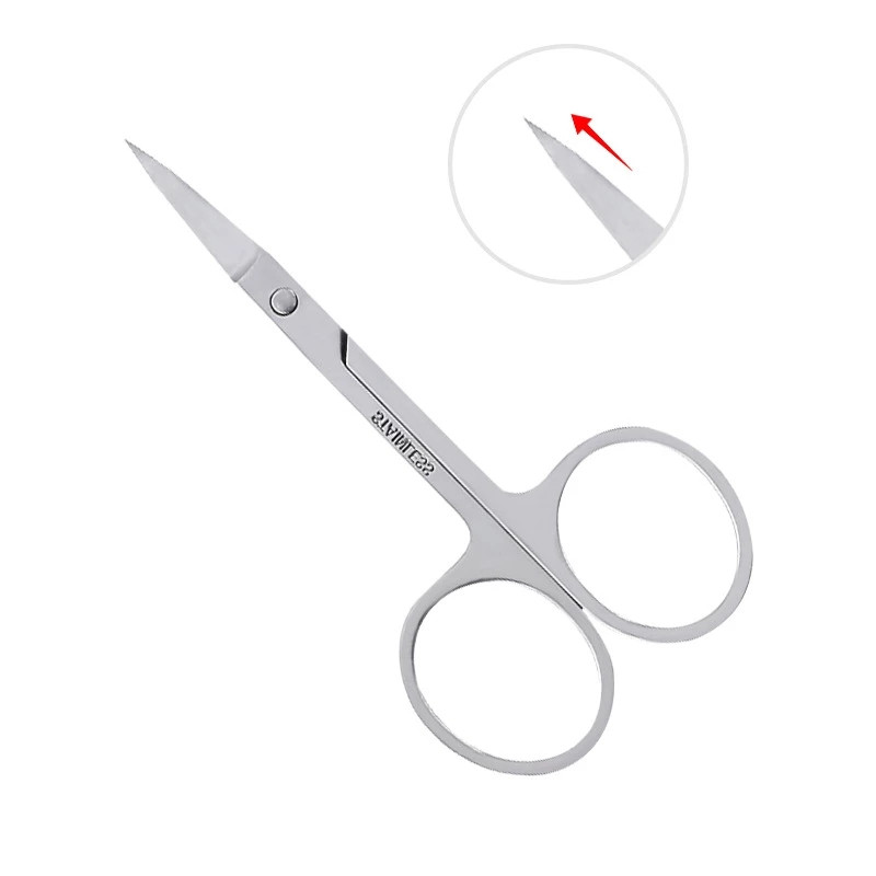 2vnt nerūdijančio plieno grožio žirklės antakių šnervės plaukams apvalios galvos apsauginės žirklės, iškirptos manikiūro kirpimo pincetai, makiažo priemonė