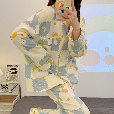 Korejski stil Ljetna ženska pidžama kratka dvodijelna kućna odjeća s printom crtića slatka pidžama kratkih rukava Odjeća za spavanje Salonska odjeća