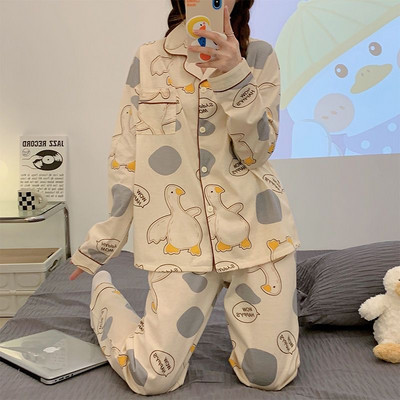 Korejski stil Ljetna ženska pidžama kratka dvodijelna kućna odjeća s printom crtića slatka pidžama kratkih rukava Odjeća za spavanje Salonska odjeća