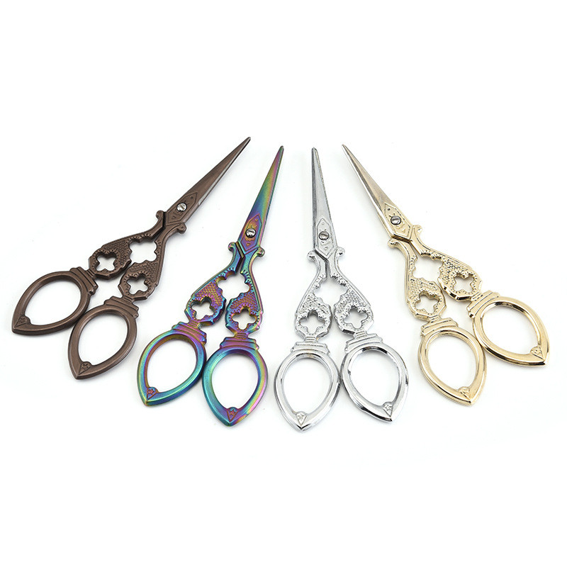 1 DB Vintage ruha papír szabó olló háztartási rozsdamentes acél antik EDC használati olló arany bronz ruházati kiegészítők