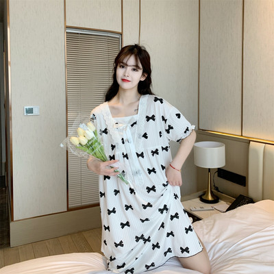 Sieviešu naktskrekli Piena zīda naktskrekli Sieviešu kokvilnas miegakleita Drukas guļamveļa bez piedurknēm Naktsveļa Mājas apģērbi Mājas apģērbi Pidžama