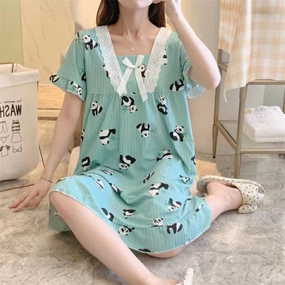 Sieviešu naktskrekli Piena zīda naktskrekli Sieviešu kokvilnas miegakleita Drukas guļamveļa bez piedurknēm Naktsveļa Mājas apģērbi Mājas apģērbi Pidžama