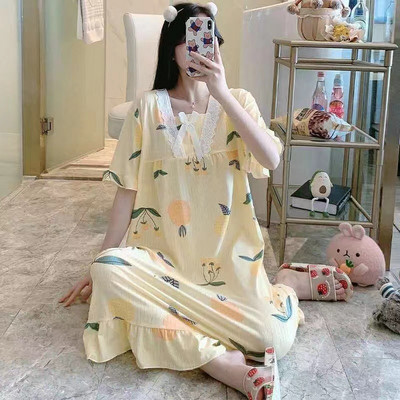 Sieviešu naktskrekli Piena zīda naktskrekli Sieviešu kokvilnas miegakleita Drukas guļamveļa bez piedurknēm Naktsveļa Mājas apģērbi Mājas apģērbi Pidžama