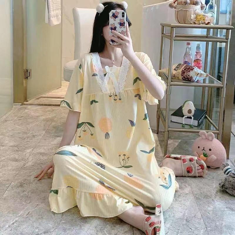 Sieviešu naktskrekli Piena zīda naktskrekli Sieviešu kokvilnas miegakleita Drukas guļamveļa bez piedurknēm Naktsveļa Mājas apģērbi Mājas apģērbi Pidžama