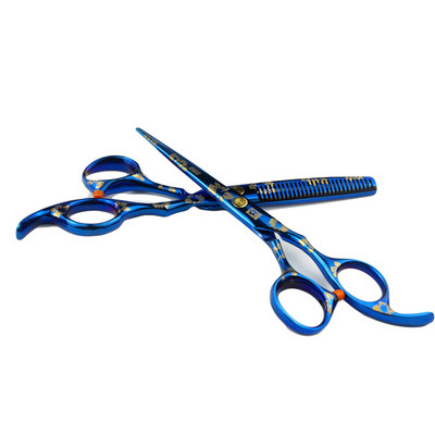 Kék fekete szín Professzionális fodrász olló fog olló háztartási olló éles olló hajvágás