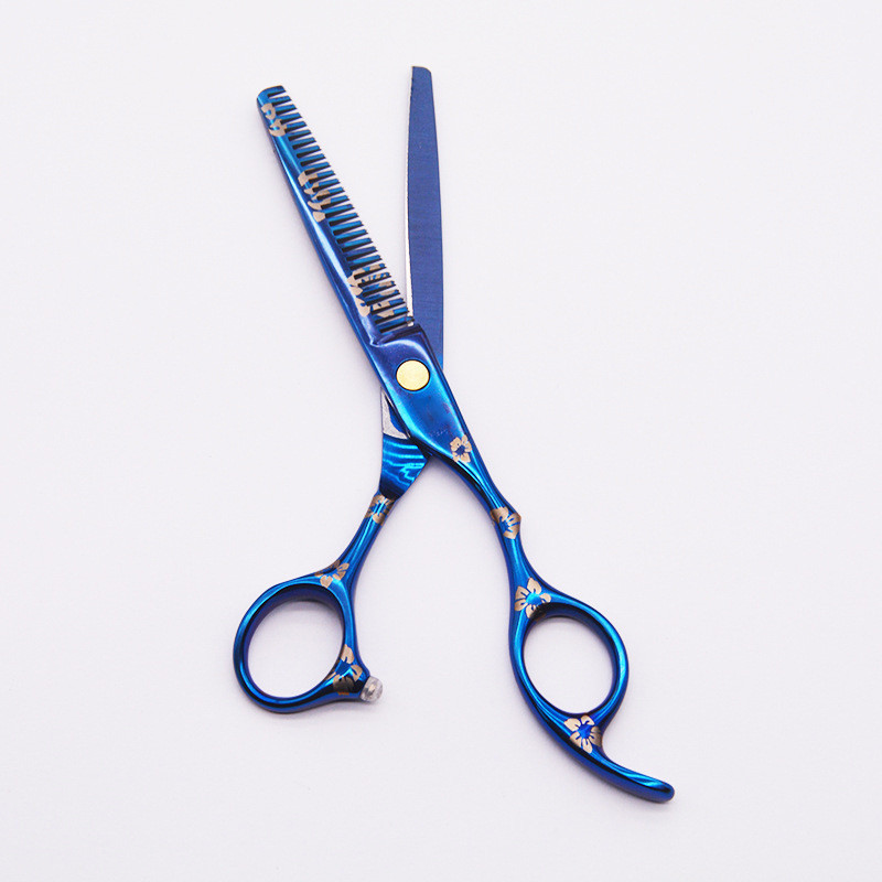 Kék fekete szín Professzionális fodrász olló fog olló háztartási olló éles olló hajvágás