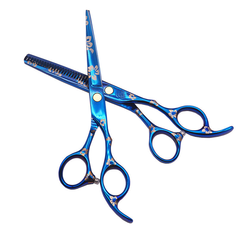 Kék fekete szín Professzionális fodrász olló fog olló háztartási olló éles olló hajvágás
