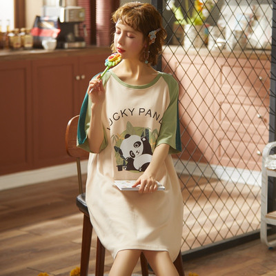 Nyári pamut hálóingek Női hálóingek Lányok Hálóingek Hálóingek Rajzfilm Rövid ujjú hálóing Hálóruha Gecelik