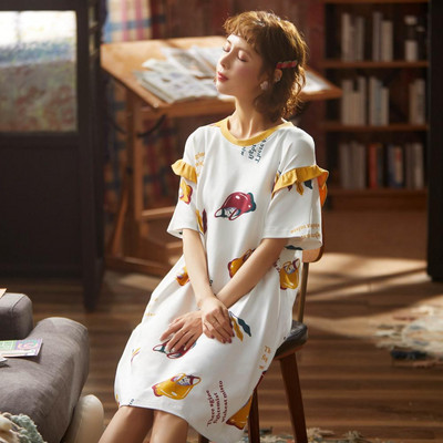 Nyári pamut hálóingek Női hálóingek Lányok Hálóingek Hálóingek Rajzfilm Rövid ujjú hálóing Hálóruha Gecelik