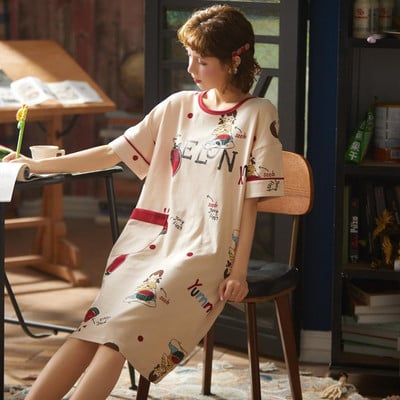 Nyári pamut hálóingek Női hálóingek Lányok Hálóingek Hálóingek Rajzfilm Rövid ujjú hálóing Hálóruha Gecelik