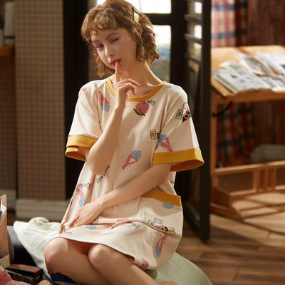 Nyári pamut hálóingek Női hálóingek Lányok Hálóingek Hálóingek Rajzfilm Rövid ujjú hálóing Hálóruha Gecelik