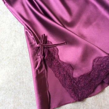 Lisacmvpnel Sexy Lace Rayon Γυναικείο νυχτικό με λαιμόκοψη με λαιμόκοψη σπαγγέτι με λεπτή μέση Νυχτικό Γυναικείο Chmise De Nuit