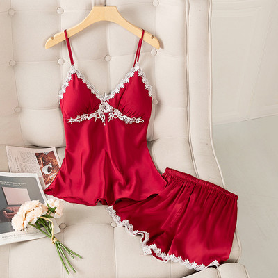 Seksīgs mežģīņu mājas apģērba komplekts, satīna balts sieviešu 2 gab. pidžamas uzvalks, vasaras jaunums, naktsveļa, intīma apakšveļa, pidžama