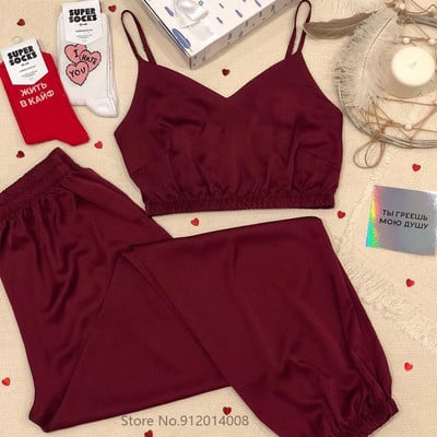 Delfīnu apdrukas zīda satīna pidžamas komplekts Sieviešu jauns vasaras guļamveļa Dzīvnieks Rudens Seksīgas pidžamas Sieviešu mājas apģērbs Brīvs atpūtas apģērbs