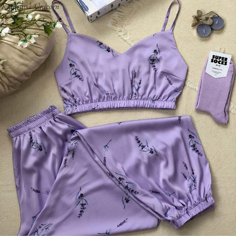 Delfīnu apdrukas zīda satīna pidžamas komplekts Sieviešu jauns vasaras guļamveļa Dzīvnieks Rudens Seksīgas pidžamas Sieviešu mājas apģērbs Brīvs atpūtas apģērbs