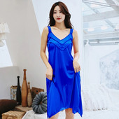 Γυναικεία καλοκαιρινά νυχτικά με V λαιμόκοψη Σέξι μεταξωτό φαρδύ νυχτερινό πουκάμισο με λουράκι Φόρεμα Big Yards 5XL Κομψό αμάνικο δαντέλα
