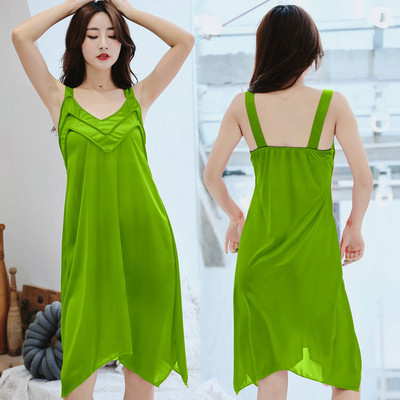 Γυναικεία καλοκαιρινά νυχτικά με V λαιμόκοψη Σέξι μεταξωτό φαρδύ νυχτερινό πουκάμισο με λουράκι Φόρεμα Big Yards 5XL Κομψό αμάνικο δαντέλα