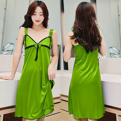 Γυναικεία καλοκαιρινά νυχτικά με V λαιμόκοψη Σέξι μεταξωτό φαρδύ νυχτερινό πουκάμισο με λουράκι Φόρεμα Big Yards 5XL Κομψό αμάνικο δαντέλα