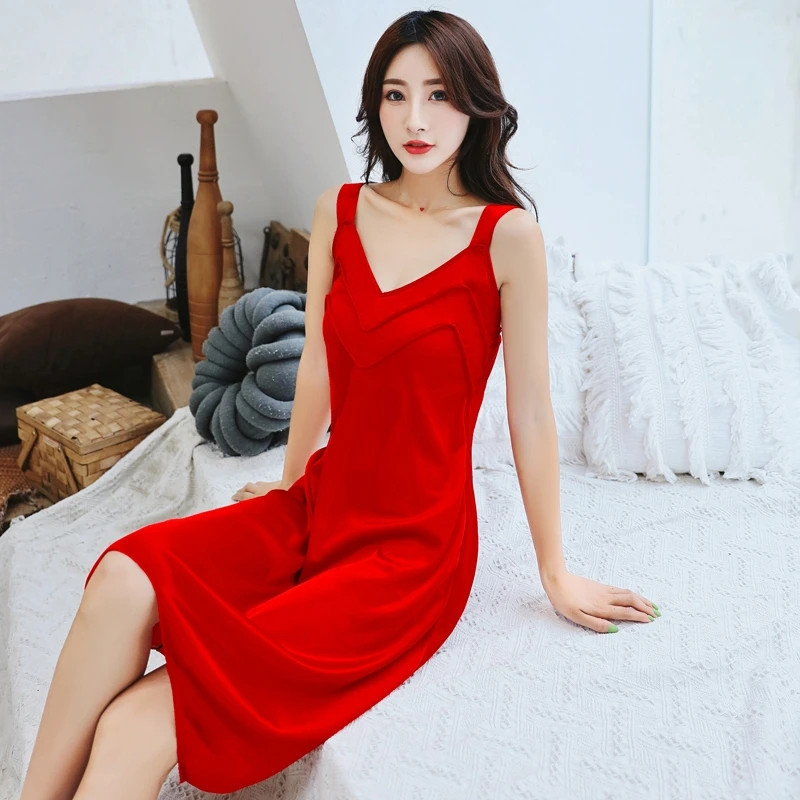 Γυναικεία καλοκαιρινά νυχτικά με V λαιμόκοψη Σέξι μεταξωτό φαρδύ νυχτερινό πουκάμισο με λουράκι Φόρεμα Big Yards 5XL Κομψό αμάνικο δαντέλα