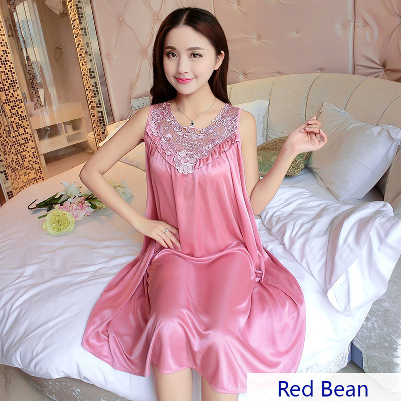 Új molett, vonzó női alvó hálóing nyári csúszós szatén éjszakai ruha szexi hálóruha Női hálóing otthoni ruházat