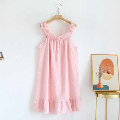 Nyári hálóingek nőknek 2023 Új ujjatlan hálóingek 100% pamut bő hálóing kockás géz Szexi női otthoni ruha