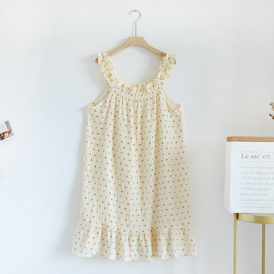 Nyári hálóingek nőknek 2023 Új ujjatlan hálóingek 100% pamut bő hálóing kockás géz Szexi női otthoni ruha