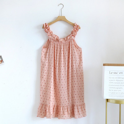 Nyári hálóingek nőknek 2023 Új ujjatlan hálóingek 100% pamut bő hálóing kockás géz Szexi női otthoni ruha