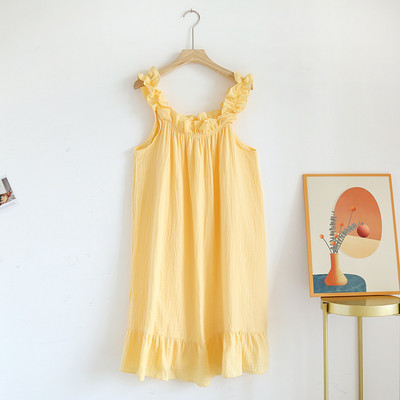 Nyári hálóingek nőknek 2023 Új ujjatlan hálóingek 100% pamut bő hálóing kockás géz Szexi női otthoni ruha