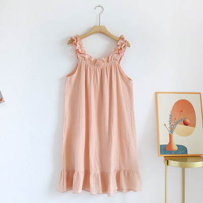 Nyári hálóingek nőknek 2023 Új ujjatlan hálóingek 100% pamut bő hálóing kockás géz Szexi női otthoni ruha