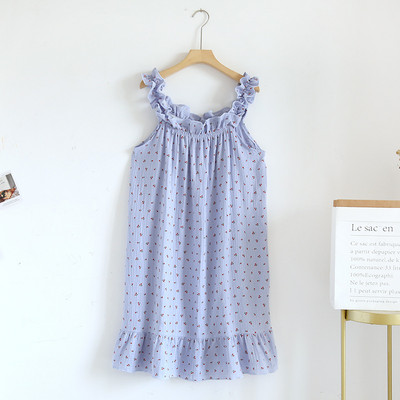 Nyári hálóingek nőknek 2023 Új ujjatlan hálóingek 100% pamut bő hálóing kockás géz Szexi női otthoni ruha