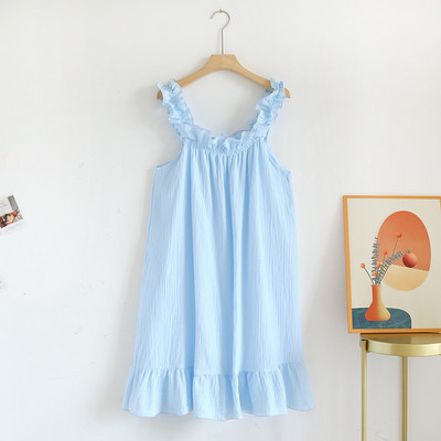 Nyári hálóingek nőknek 2023 Új ujjatlan hálóingek 100% pamut bő hálóing kockás géz Szexi női otthoni ruha