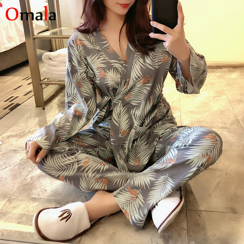 Proljeće 2022. Udobne ženske pidžame s kimono pidžamama s dugim rukavima Home Wear Prekrasna spavaćica za djevojke Pijama Mujer