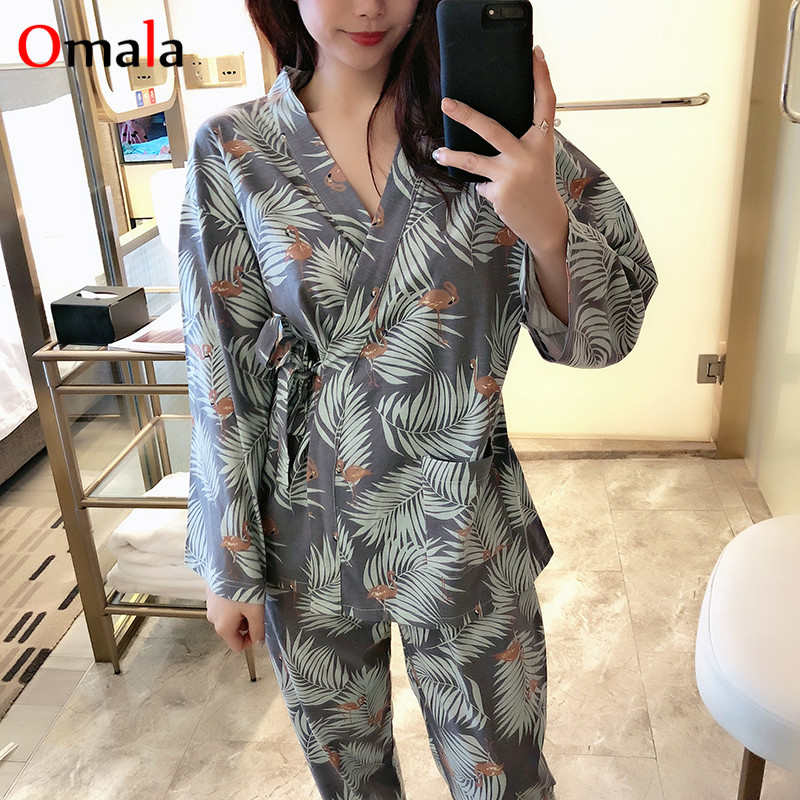 Proljeće 2022. Udobne ženske pidžame s kimono pidžamama s dugim rukavima Home Wear Prekrasna spavaćica za djevojke Pijama Mujer