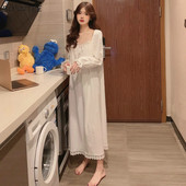 Spavaćice Ženske Slobodno vrijeme Jednobojna slatka čipka 4XL Kawaii stil Korejski Ulzzang Chic spavaćica Lijep mekani domaći temperament Ins Mujer