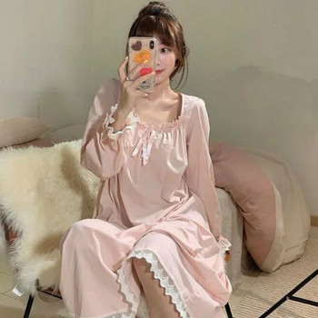 Νυχτικά Γυναικεία Leisure Μασίφ Sweet Lace 4XL Kawaii Style Korean Ulzzang Chic Sleepwear Lovely Soft Home Temperament Ins Mujer