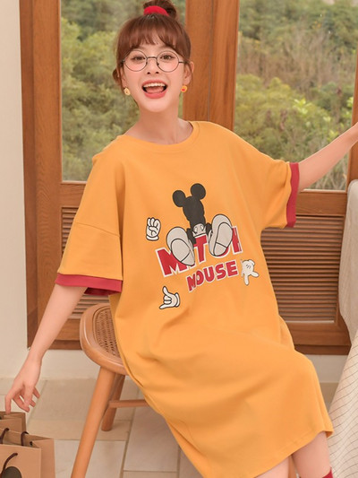 Disney Γυναικείο νυχτικό Dumbo Εσώρουχα Χαριτωμένο νυχτικό Βαμβακερά νυχτερινά νυχτερινά μπλουζάκια Νυχτερινό φόρεμα Πυζά Καλοκαιρινή φαρδιά πυζά