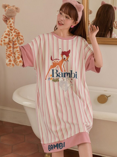 Disney Γυναικείο νυχτικό Dumbo Εσώρουχα Χαριτωμένο νυχτικό Βαμβακερά νυχτερινά νυχτερινά μπλουζάκια Νυχτερινό φόρεμα Πυζά Καλοκαιρινή φαρδιά πυζά