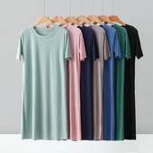 Vasaras naktskrekli sievietēm lielizmēra bezšuvju ledus zīda īsām piedurknēm ar apaļām piedurknēm guļamveļa kleitas Sieviešu ikdienas mājas apģērba naktskleita