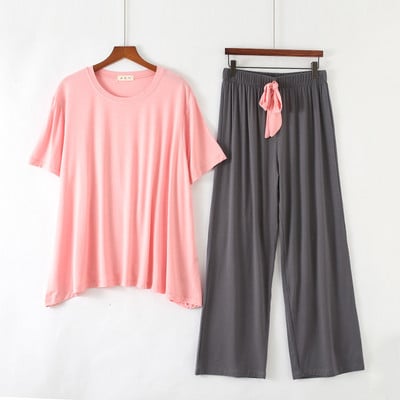 Nyári modális pizsama nőknek vékony szárú rövid ujjú nadrág öltöny kétrészes bő kényelmes pizsama garnitúra otthoni szerviz