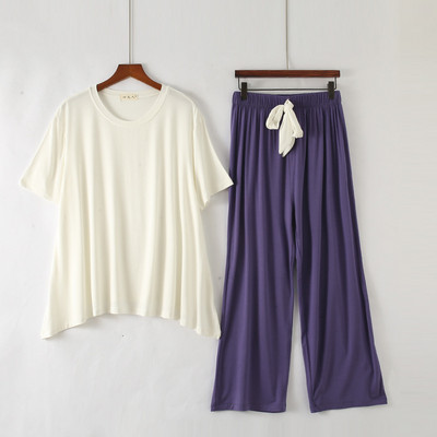 Nyári modális pizsama nőknek vékony szárú rövid ujjú nadrág öltöny kétrészes bő kényelmes pizsama garnitúra otthoni szerviz