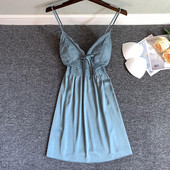 Hálóing Lady szatén V-nyakú ujjatlan alvó ruha nyári csipke szegélyes hálóruha Lounge otthoni pongyola fehérnemű