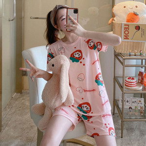 Női pizsama szettek Női pizsama tejes selyem pizsama O-nyakú, rövid ujjú rövidnadrág öltöny Nyári hálóruha Nappali ruházat Otthoni ruhák