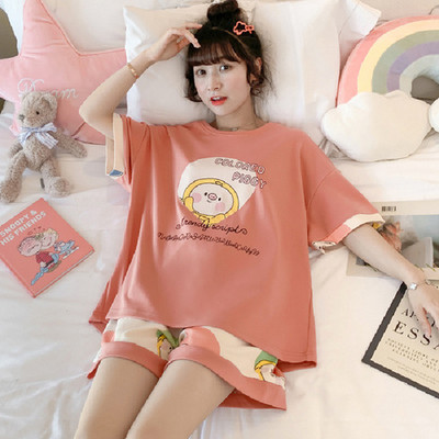 Női pizsama szettek Női pizsama tejes selyem pizsama O-nyakú, rövid ujjú rövidnadrág öltöny Nyári hálóruha Nappali ruházat Otthoni ruhák