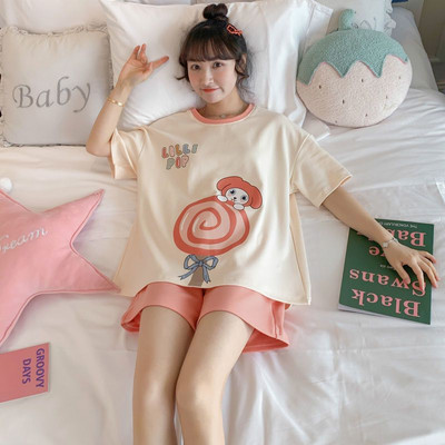 Női pizsama szettek Női pizsama tejes selyem pizsama O-nyakú, rövid ujjú rövidnadrág öltöny Nyári hálóruha Nappali ruházat Otthoni ruhák