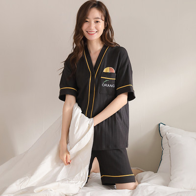 Pamučna kućna odjeća Ženska modna ležerna spavaćica Slatka pidžama Set za djevojku Kawaii spavaćica Ljetna kućna odjeća s V-izrezom