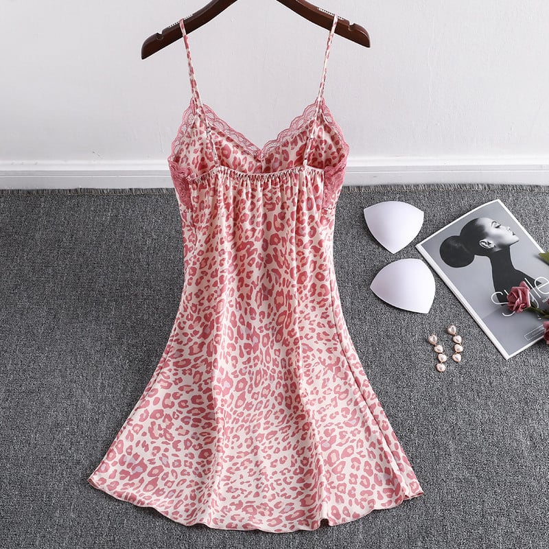 Szexi V nyakú hálóruha Hálóruha csipke szatén selyem pizsama ujjatlan ruha női hálóruha pizsama mellkaspárnával