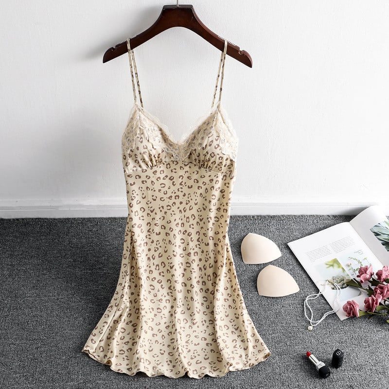 Szexi V nyakú hálóruha Hálóruha csipke szatén selyem pizsama ujjatlan ruha női hálóruha pizsama mellkaspárnával