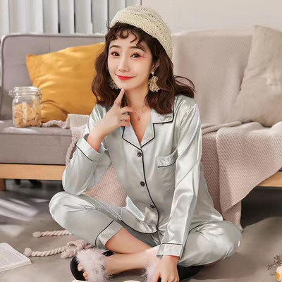 OVERSIZE 3XL 4XL 5XL Sieviešu guļamveļa, satīna 2 gab., krekls un bikses, pidžamas komplekts, ciets naktsveļa, zīdaini intīma apakšveļa, ikdienas apģērbs mājās