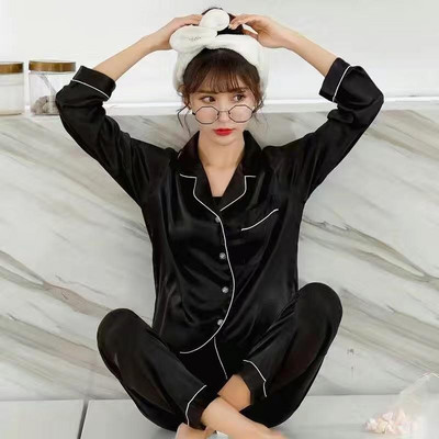 OVERSIZE 3XL 4XL 5XL Sieviešu guļamveļa, satīna 2 gab., krekls un bikses, pidžamas komplekts, ciets naktsveļa, zīdaini intīma apakšveļa, ikdienas apģērbs mājās